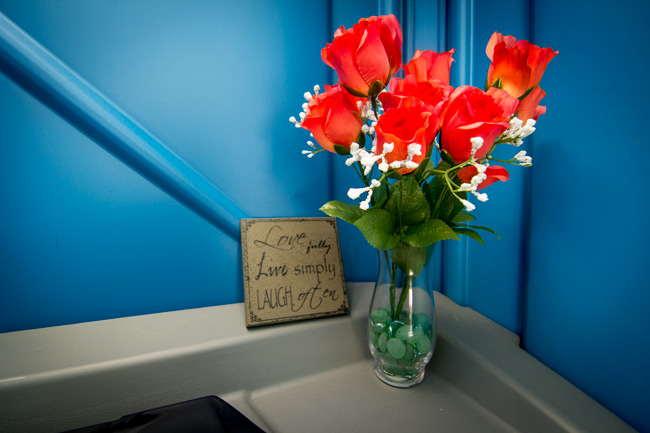 Flowers in Porta Potty