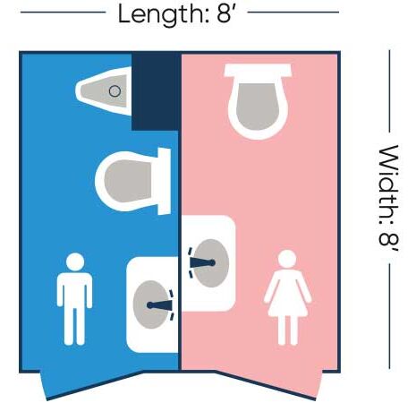 2 Stall Restroom Trailer Floor Plan