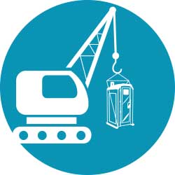 Crane, Lift, Crane Lift, porta potty, construction