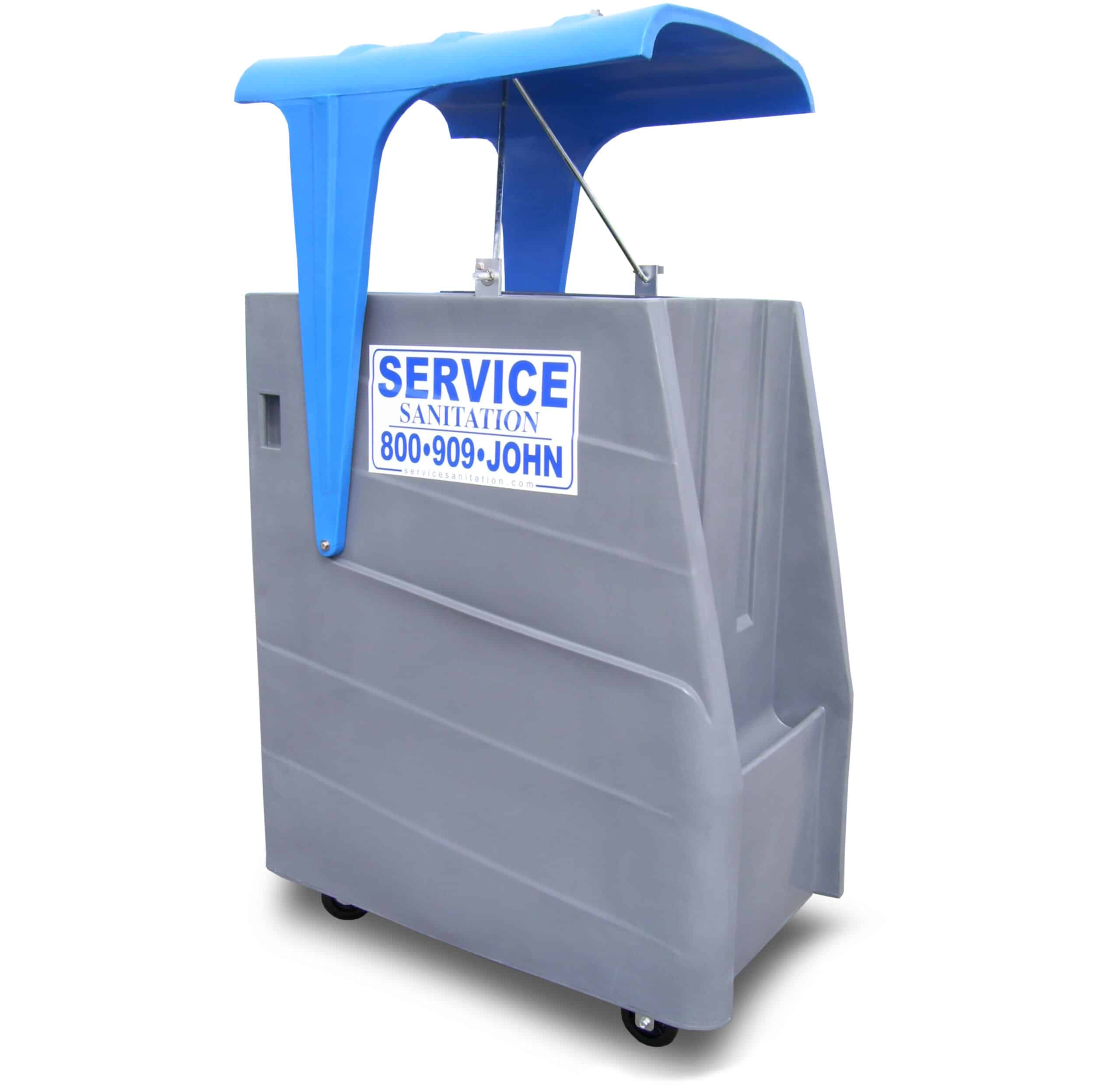 High-Rise Portable Restroom Interior with Toilet and Wheels